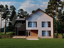 Двухэтажный дом с практичной планировкой и гаражом проект D-186